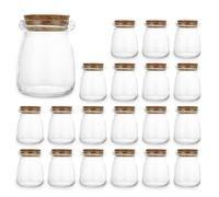 CYEER 20 Pack 100ml Small Glass Storage Jars with Cork Lids, Mini Mason Jars Milk Bottles Pudding Pots, Yogurt Pots Storage for Food, DIY Projects