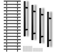 CYEER 20 Pack Black Kitchen Cupboard Handles 128mm Hole Center, Stainless Steel Matt Black Drawer Cupboard Door Handles T Bar Wardrobe Cabinet Pull