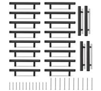 CYEER 20 Pack Black Kitchen Handles 96mm Hole Center, Matt Black Drawer Cupboard Door Handles, Stainless Steel T Bar Wardrobe Cabinet Pull Handle for Kitchen Bathroom Drawer, Overall Length:150mm