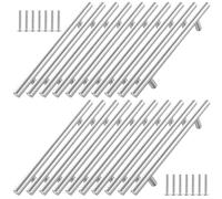 CYEER 20 Pack Silver Cupboard Handles 160mm Hole Center, Kitchen Cupboard Door Handles Cabinet Handles, Stainless Steel T Bar Wardrobe Pull Handles（Overall Length:250mm）