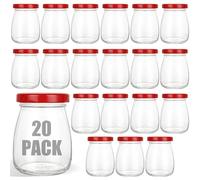 CYEER 20 Pack Small Jars with Lids - 100ml, Mini Glass Canister Containers - Shot Bottles, Milk Bottles, Pudding & Yogurt Pots