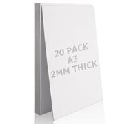 CYEER 20 Pack White Cardboard Sheets, A3 White Board 2000mic, 2 Side Cardboard Sheets for Crafts and DIY Projects, Poster Board Recycled Card Backing Board Model Making Presentation Board, 2mm