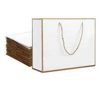 CYEER 20 Pack White Gift Bags with Gold Ribbon Bow, 28x20x10CM Medium Paper Bags with Handles, Bulk white paper bags Shopping Bag Party Bags Gift Bag for Presents, Jewellery, Retail