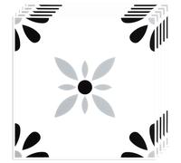 CYEER 20 PCS White and Black Vinyl Flooring Tiles Self adhesive, Stick on Floor Tiles for Bathroom and Kitchen, 30x30cm Peel and Stick Floor Tile Heavy Duty Sticky Floor Tile for Living Room Bedroom