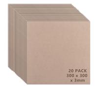 CYEER 20PCS MDF Board, 3mm MDF Blank Sheets for Crafts, Medium Density Fiberboard Hardboard Sheets Safe for for Painting, Modelling, Engraving, Fretwork, Arts, 300x300mm