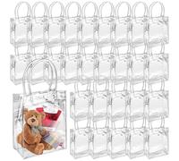 CYEER 30 Pack Small Clear Gift Bags with Handle, 23 x 17 x 7CM Clear Plastic Gift Bag Party Bags, Reusable Transparent Shopping Carrier for Party Favor, Wedding, Birthday, Retail