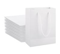 CYEER 30 Pack Small White Gift Bags, 15x7x20CM Small Paper Gift Bags with Handles, Bulk Shopping Bag White Gift Bag for Presents, Jewellery, Retail