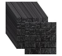 CYEER 30 PCS 3D Brick Wallpaper, 30x30cm Self Adhesive Wallpaper, Black Wall Tiles Adhesive Upgrade Peel and Stick Wall Paper for Kitchen Bathroom Living Room
