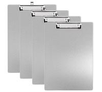 CYEER 4 Pack Aluminum Clipboard A4, Metal Clipboard with Heavy Duty Clip for Office Warehouse Hospital, Silver Metal Clipboards A4 for Workshop School, 31.8x22.7cm