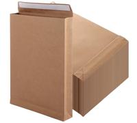 CYEER 50 Pack C4 Envelopes Peel and Seal, Large Brown A4 Hardback Envelope Gusset Envelopes 40mm Expandable Envelope for Documents, Magazines, Photos