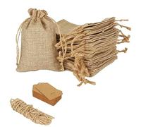 CYEER 50 Pcs Hessian Drawstring Gift Bags, 10X15CM Mini Jute Sacks for Presents, Jewelry, Wedding, Christmas Party and DIY Craft