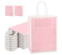 CYEER 60 Pack Pink Gift Bags, 15x8x21CM Small Kraft Paper Bags with Handles, Bulk Shopping Bag Small Gift Bag for Presents, Jewellery, Retail