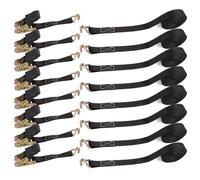CYEER 8Pcs Ratchet Straps 6Mx 25MM, Heavy Duty Black Ratchet Straps with Double Hooks, 800kg Tensioning Belts Adjustable Cam Buckles Strap Lashing Straps for Roof Rack, Cargo, Household