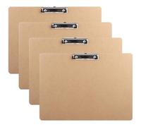 CYEER A3 Clipboard Set of 4, Extra Large MDF Wooden Clipboard A3, Horizontal Clip Board with Low Profile Clip for School, Office
