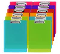 CYEER Clipboard A4 Pack of 12, Clip Boards A4 with Hanging Hole, Plastic Clipboards with Low Profile Clip for School, Office, Restaurant, 6 Colour