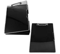 CYEER Clipboard with Storage Pack of 2, Black Clipboard A4 with Pen Holder, Heavy Duty Clear Visible Top Panel Clip Boards A4 with 2 Compartments and Clear Visible Cover for School, Office Supplies