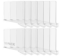 CYEER Shelf Dividers Set of 12, Acrylic Shelf Dividers for Wardrobe, Clear Closets Shelf Separator and Organizer Wardrobe Shelves for Bedroom Kitchen Cabinets Shelf Organization