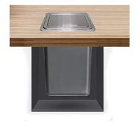 CYEZHKIIJ Built in Countertop Trash Can, Flap Lid Bin, Kitchen Stainless Steel, Built-In Plastic Garbage Chute, Square Embedded Swing(430 Stainless Steel)