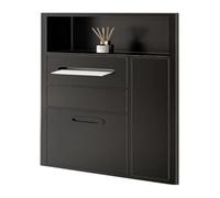 CYEZHKIIJ Built in Countertop Trash Can, Flap Lid Bin，Toilet Niche,Bathroom, Recessed Shelf Organizer Shower, Stainless Steel Waterproof Alcove With Garbage Can(Gray(Black,40x86x14cm)