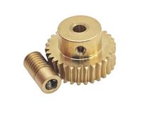 CYFANG 0.5M 20T 1:20 Ratio Copper Worm Gear Set 10x20mm Turbine Worm Rod Shaft cylindrical pinion(Bore 5mm rod 5mm gear)