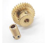 CYFANG 0.5M 25T Copper Worm Gear Set 25:1 Ratio Reducer High Precision 4mm Bore 0.5 Module 25 Teeth Turbine Gear cylindrical pinion(4mm bore rod)