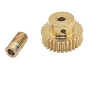 CYFANG 1:24 Ratio Copper Worm Gear Set 4mm Bore 0.5 Module 24T Turbine Gear 0.5M Worm Rod Shaft Pinion cylindrical pinion(5mm bore rod)