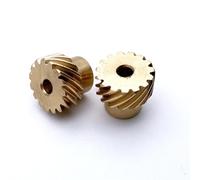 CYFANG 2pcs 45 Degree Copper Helical Gear 0.8 Module Left Handed Helical Teeth Staggered Pinion 90 Degree Driver Spiral Gear cylindrical pinion(8T 4MM BORE)