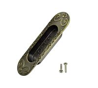 Cyful Recessed Flush Handles Stainless Steel Recessed Finger Oval Flush Pulls Recessed Sliding Door Oval Plate Cabinet Drawer Pulls Handles Antique Bronze 147 mm/5.78 Inches-1pc