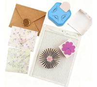 CYFUN DESIGN 2 Pcs/Sets Mini Score Board & Corner Punch for Paper Craft, 6.4x8.5inch Multi-Purpose Scoring Board with Bone Folder for Crafting, Make Envelopes, Box, Cards, Precision Photos, and More