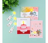 CYFUN DESIGN 3 Pcs Blow-Out LED Candle Light for Light-Up Birthday Card, Craft Candle LED Ligith for Cards, Scrapbook Layouts, Pop-ups, and Special Birthday Designs Without Batteries