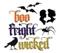 CYFUN DESIGN Halloween Die Cuts, Spider Birds Wicked Hoo Fright Words Dies