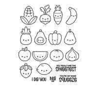 CYFUN DESIGN Hug Me Fruit Elements Apple Banana Orange Avocado Strawberry Vegetable Onion Carrot I Dig You Transparent Silicone Clear Stamp and Die Cut Set for Card Making Scrapbooking Handmade Craft
