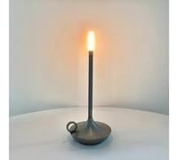 CYGEVUGL LED Candlelight Dinner Atmosphere Lamp, 2500mAh Battery Powered Cordless Bedside Lamp 3 Level Brightness Adjustable Touch Table Lamp for Bar/Coffee/Restaurant/Camping，Silver Gray