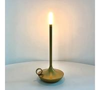 CYGEVUGL LED Candlelight Dinner Atmosphere Lamp, 2500mAh Battery Powered Cordless Bedside Lamp 3 Level Brightness Adjustable Touch Table Lamp for Bar/Coffee/Restaurant/Camping，Gold