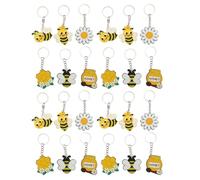 Cygmophing 24pcs Daisy Bees Keychain Cartoon Cute Colorful Metal Keyring for Backpack Garment Bags Party Decoration
