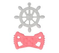 Cygmophing 2pcs Teething Toys Grey Rudder Red Gamepad Shape Soft Silicone Small Comfortable Grip Baby Chew Toy