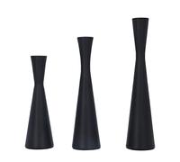 Cygmophing 3 Pcs Black Candlestick Holders European Style Luxury Wrought Iron Retro Modern Matte Black Metal Conical Candlesticks
