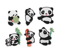 Cygmophing 6Pcs Panda Embroidery Patch Shading Blemishes Damage Various Styles Panda Iron On Patches for DIY Craft Bag Shoe