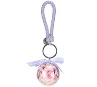 Cygmophing Preserved Flower Keychain Creativity Hanging Round Ball Pedant Gift Craft Ornaments (Pinkish Purple)