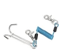 Cygmophing Stainless Steel Diving Double Reef Drift Hook with Spiral Coil Lanyard for Underwater Safety (Blue)