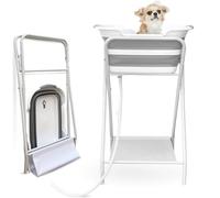 CYGNE 2-in-1 Dog Bathtub & Washing Station, Elevated Collapsible Bathtub with Drainhole, Shower Head Holder & Storage Rack, Foldable Portable Indoor/Outdoor Pet Bathing & Grooming for Small Dogs Cats