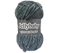 Cygnet Jellybaby Glitter Chenille Chunky Knitting Yarn (Metal Grey 017)