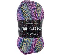 Cygnet Sprinkles Pop Chunky Crochet Yarn 100% Acrylic Twisted Self-Striping Effect Knitting Wool for Knitwear - 100g Balls - Rainbow Sherbet- 643 - Pack of 3