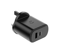 Cygnett PowerPlus 32W Dual-Port USB-C & USB-A Wall Charger - Fast Charge iPhone 16/15/14 & Galaxy S24/S23, PD 3.0, UK Plug
