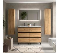Cygnus bath Bequia Metal 3C Vanity Unit 120Cm Oak Basin Ceramic