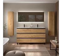 Cygnus bath Bequia Metal 3C Vanity Unit 160Cm Oak Vilna Basin Solid Surface