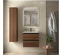 Cygnus bath Bequia Metal Vanity Unit 70Cm Walnut Basin Ceramic