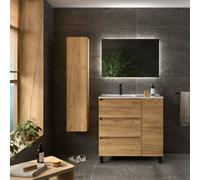 Cygnus bath Bequia Plus 3C Vanity Unit 90Cm Oak Basin Ceramic Left Tap 1P