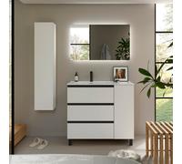 Cygnus bath Bequia Plus Metal 3C Vanity Unit 90Cm Matt White Basin Ceramic Left Tap 1P