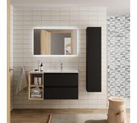 Cygnus bath Bequia Plus Vanity Unit 90Cm Matt Black /oak Basin Ceramic Right Tap 2H